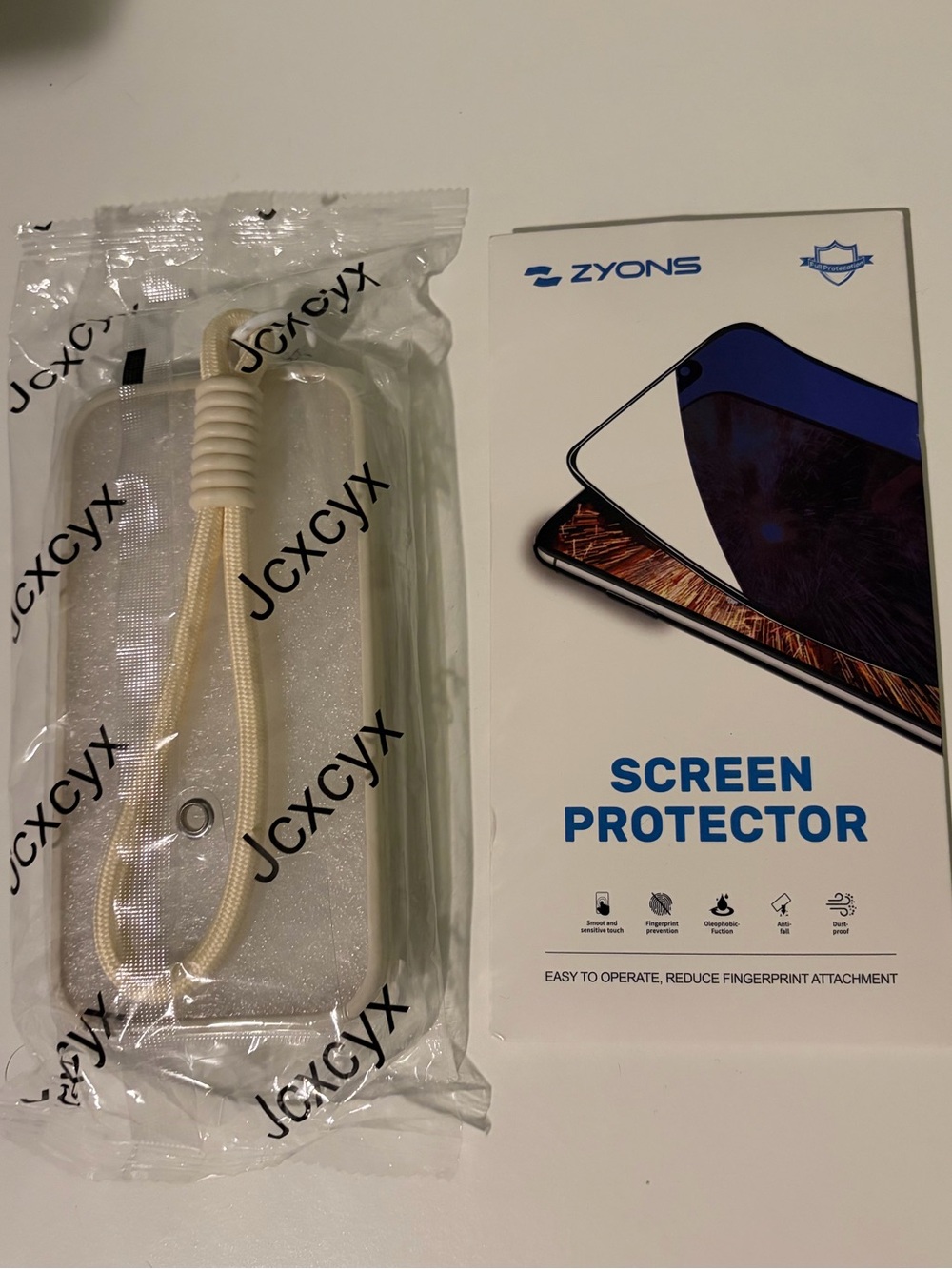 Cream Phone Case with Cream Wrist Strap + 2  Screen Protector